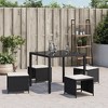 vidaXL Patio Stools with Cushions 4 pcs Black 15.7"x15.7"x13.8" Poly Rattan - 4 of 4