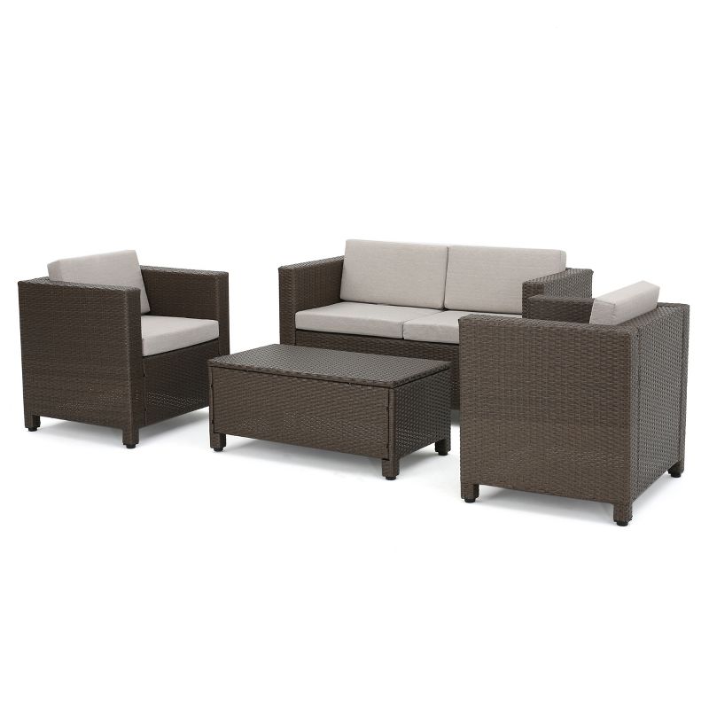 Puerta 4pc Wicker Chat Set & Cover - Christopher Knight Home, 3 of 6