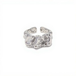 Anna-Kaci Women’s Sculpted Organic Textured Band Ring with Modern Artisan-Inspired Design - Silver - 1 of 4