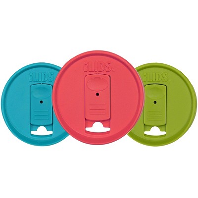 iLIDS 3pk Bright Regular Mouth Drink Lid - Aqua/Lime/Coral
