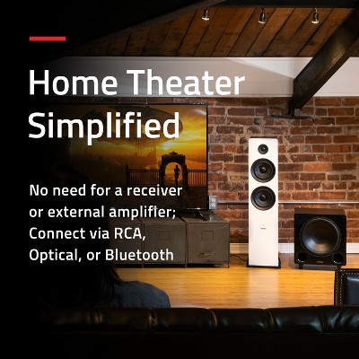 Natural Walnut Wireless Floorstanding Speakers with Bluetooth and Optical Audio