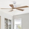 YUHAO 52 in. Indoor Matte White Standard Ceiling Fan with Light, Remote Control Included and Natural Wood Blades - 3 of 4
