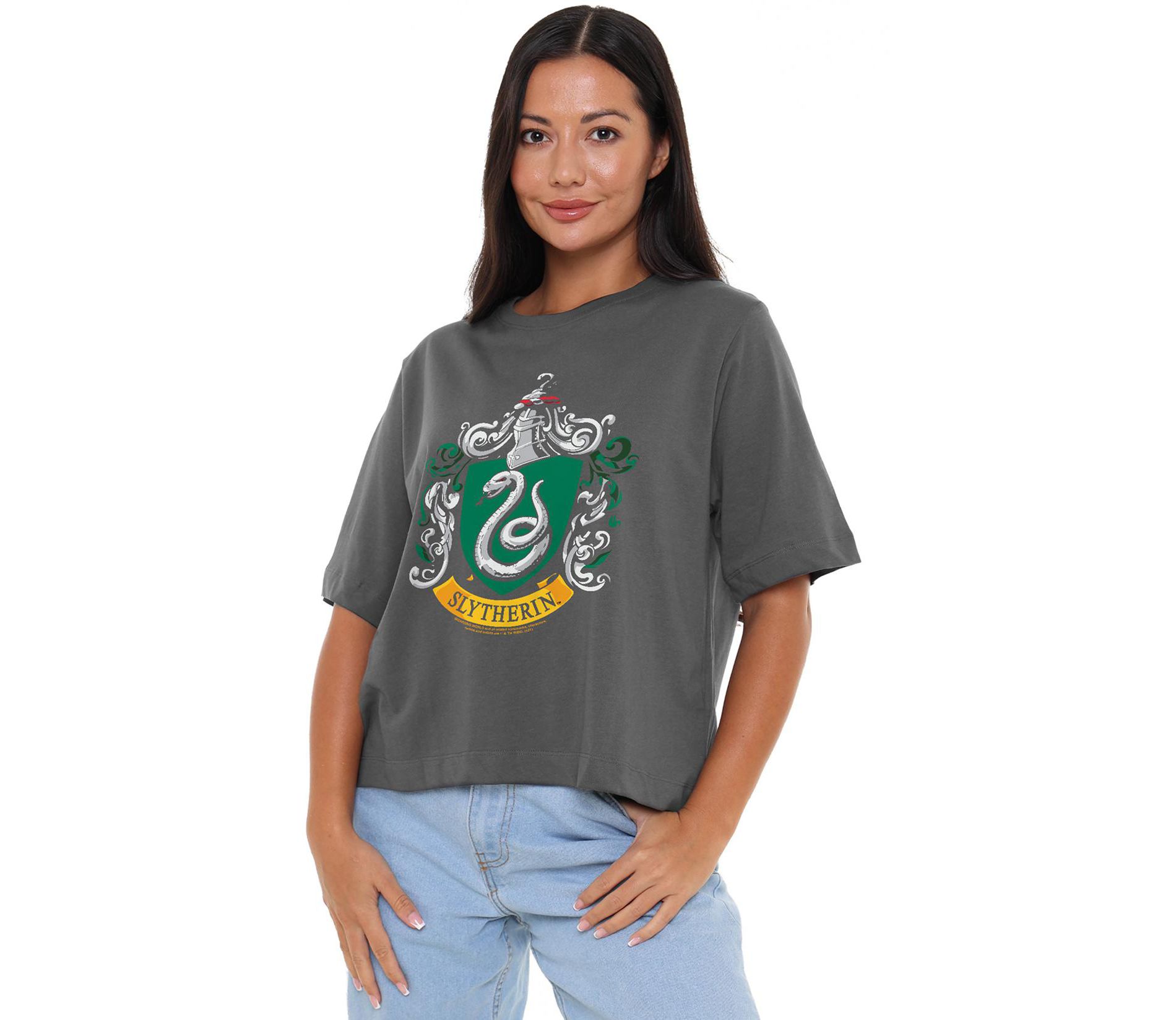 Women's Harry Potter Slytherin Crest Boxy Cropped T-Shirt