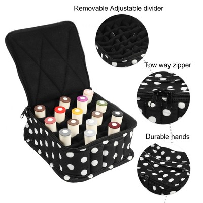 Polka Dot Black and White Nail Polish Organizer Case for 30 Bottles