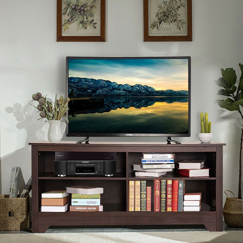 Costway 58'' TV Stand Entertainment Media Center Console Wood Storage Furniture Espresso, 5 of 11