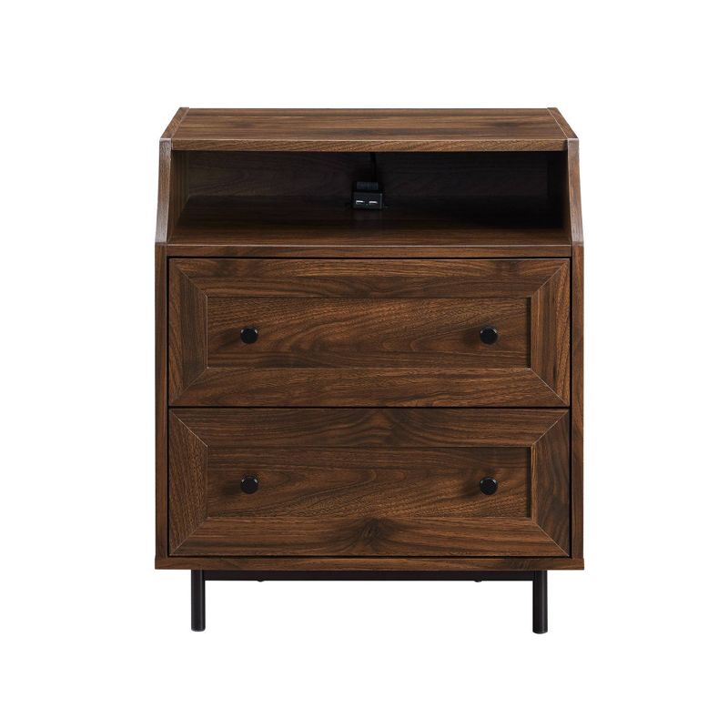 Transitional 2 Drawer Nightstand with USB Port - Saracina Home, 5 of 13