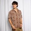 Campus Sutra Men Men's Mocha Brown Floral-Lined Oversized Shirt - 3 of 4