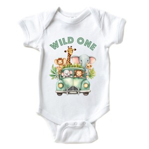 The Juniper Shop Wild One Animals Car Baby Short Sleeve Bodysuit - 1 of 4