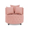Sapphtopaz Velvet Accent Chair Button Tufted Upholstered Swivel Chair with Movable Wheels and 3 Pillows Comfy Chairs for Living Room, Bedroom - 3 of 4