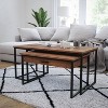 Taylor & Logan Wood Grain Nesting Coffee Table Black/Walnut - 2 of 4