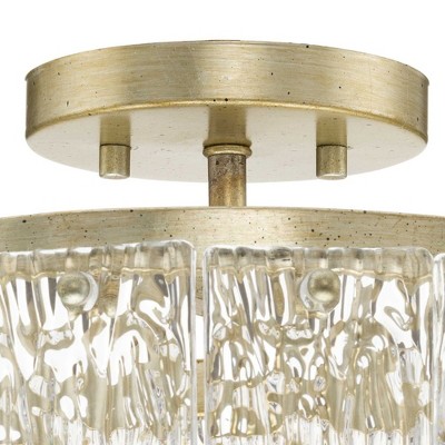 Chevall Gilded Silver 2-Light Semi-Flush Mount with Artisanal Glass