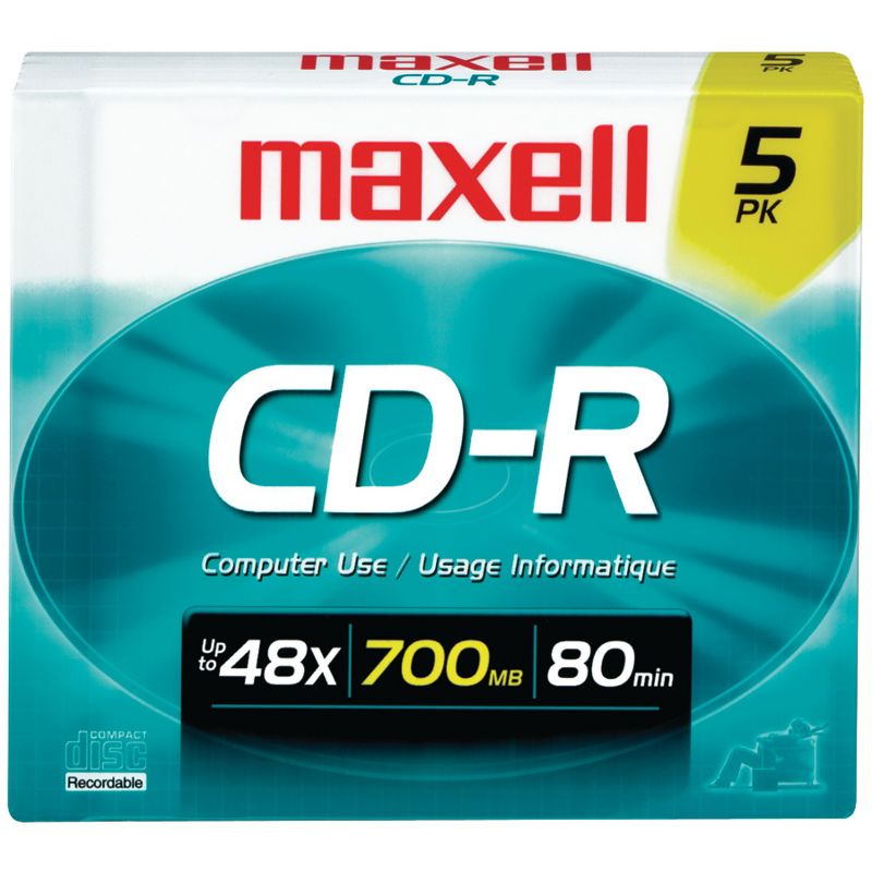 Maxell® CD-R 48x 700 MB/80-Minute Blank Discs, 1 of 2