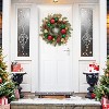 16" Prelit Christmas Wreath for Front Door, Artificial Xmas Wreath with Red Green Gold Ball Ornaments, for Indoor Outside Fireplace Window Decor - 4 of 4