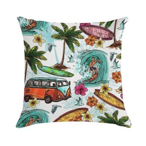 Beach Vacation Surf Pillow Covers 18x18 Decorative Throw Pillows Soft Square Cushion Covers for Couch Sofa Bedroom - 1 of 1