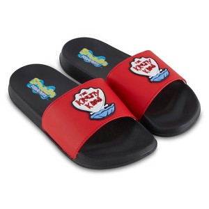 Mens SpongeBob SquarePants Slide Sandals - Spongebob Shoes - Spongebob, Patrick, Squidward, Sandy, Mr. Krabs Slides (Black Red, 12/13) - 1 of 4