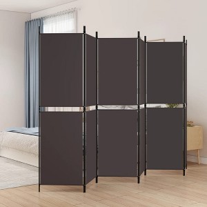 vidaXL 6-Panel Room Divider - Brown - 118.1"x70.9", Privacy Screen with Breathable Fabric and Iron Frame, Foldable and Easy to Assemble - 1 of 4