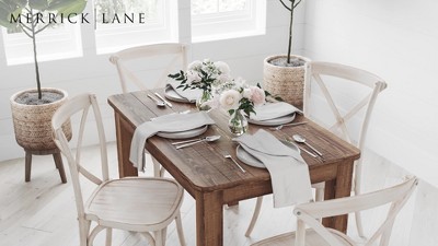 Rustic Brown Solid Pine Rectangular Dining Table for Four