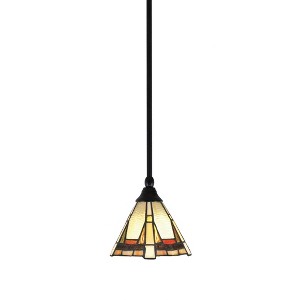 Toltec Lighting Any 1 - Light Pendant in  Matte Black with 7" Zion Art Glass Shade - 1 of 1