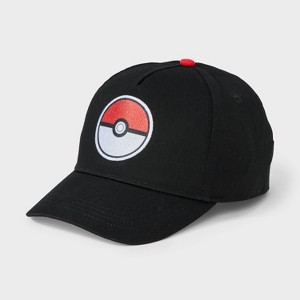 Kids' Pokemon Pokeball Baseball Hat - Black - 1 of 3