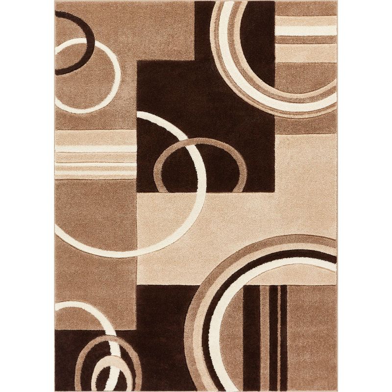 Echo Shapes Circles Modern Geometric Comfy Casual Hand Carved Abstract Contemporary Thick Soft Area Rug, 1 of 9