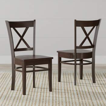 Glenwillow Home Cross Back Solid Wood Dining Chairs (Set of 2)