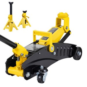 VEVOR Low Profile Floor Jack 2 Ton (4400 lbs), Heavy Duty Iron Hydraulic Racing Floor Jack, Hydraulic Car Jack with Jack Stands (Yellow) - 1 of 4