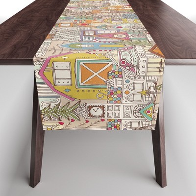 Sharon Turner vintage gingerbread town Table Runner - Society6