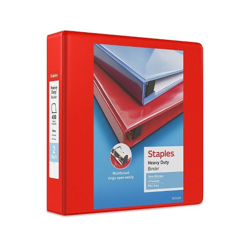 Staples Heavy-duty 2-inch D 3-ring View Binder Red (26348) 56297