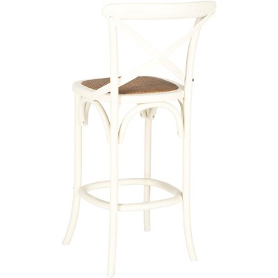 Franklin 44" Antique White Wood Bar Stool with Rattan Seat