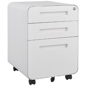INFURNIC Decorative Storage Cabinet 3 Drawer Mobile File Cabinet with Lock for Office Use, White, 21"*18"*24" - 1 of 4