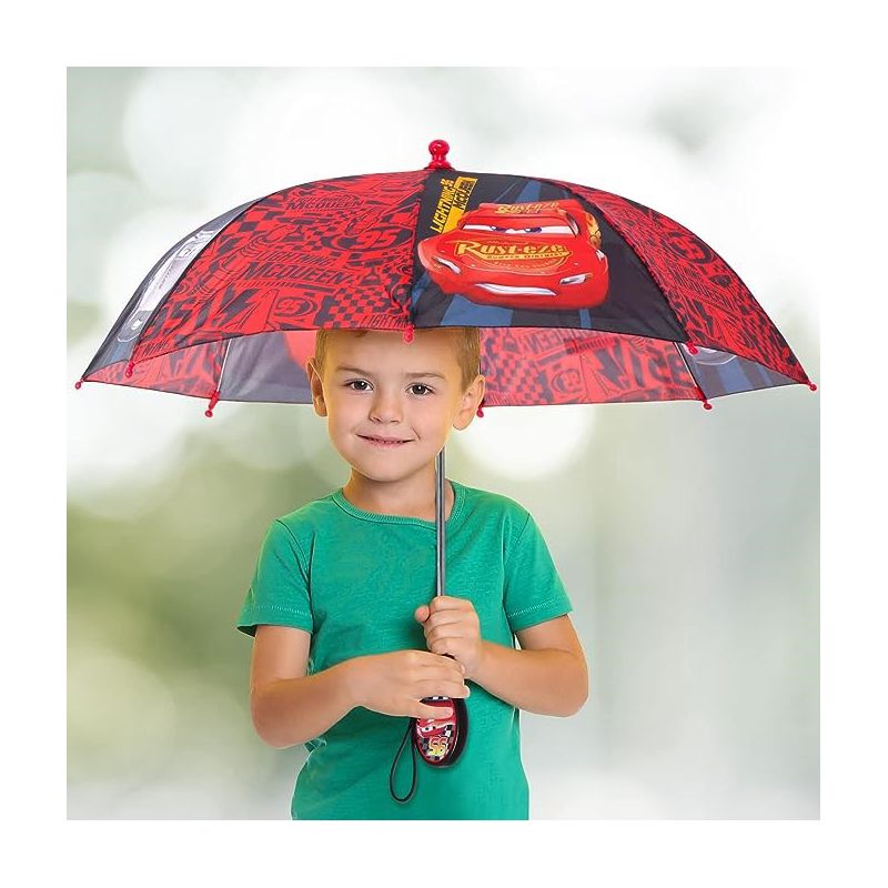 Lightning McQueen Boy's Umbrella- Ages 3-6- Black/Red, 2 of 3
