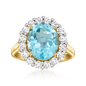 Ross-Simons 5.00 Carat Sky Blue Topaz Ring With 1.00 ct. t.w. Lab-Grown Diamonds in 18kt Gold Over Sterling - 1 of 4