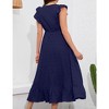 Womens Maternity Dress Cap Sleeve V Neck Ruffle Summer Casual Baby Shower Maxi Dresses - 2 of 4