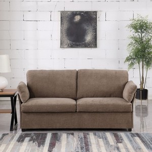 2-Seater Chenille Fabric Sofa with Thick Cushions,  Loveseat for Small Space, Living Room, Bedroom, Indoor Furniture - The Pop Home - 1 of 4