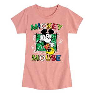 Girls' - Disney - Mickey Mouse Cartoon Pop Fitted Short Sleeve Graphic T-Shirt - 1 of 4