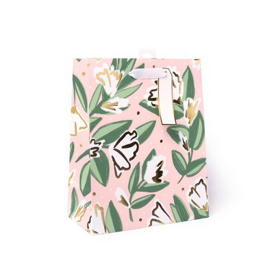 Floral Gift Bag with Foil White/Pink/Gold - Spritz™