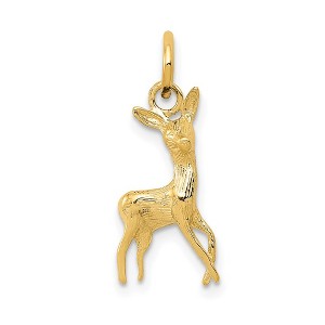 Black Bow Jewelry 14k Yellow Gold Tiny Deer Charm or Pendant, 8mm (5/16 inch) - 1 of 4