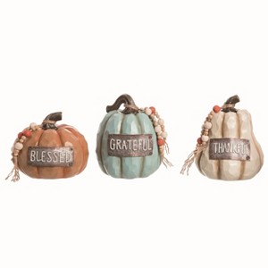 Transpac Resin Sentiment Pumpkin Set of 3 Fall/Harvest Home Decorations - 1 of 1