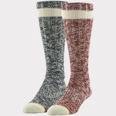 Goldtoe Signature Collection Men's Striped Rag Crew Camp Socks 2pk -  Red/Navy Blue 6-12.5