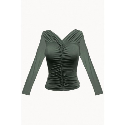 Women's VERSE STRETCH-MODAL JERSEY RUCHED TOP - geel