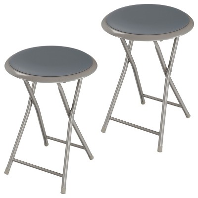 Lavish Home Set of 2 Folding Bar Stools, Heavy-Duty 18 in. Stools with 225lb Capacity and Padded Seats for Dorm, Recreation or Game Room
