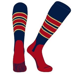 PEAR SOX OTC Baseball Softball Stirrup Socks (C, 5in) Navy, Vegas Gold, Red, Red - 1 of 3
