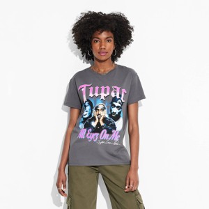 Women's Tupac All Eyes on Me Short Sleeve Graphic T-Shirt - Gray - 1 of 3