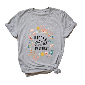 Simply Sage Market Women's Happy Girls Are The Prettiest Short Sleeve Graphic Tee - 1 of 2