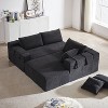 TiramisuBest 108" Modular L-Shaped Upholstered Sectional Sofa Set w/Right Chaise,6 Pillows&Free Combination for Living Room&Bedroom,Black - 2 of 4