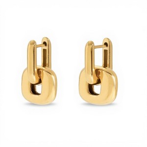 Anna-Kaci Women's Modern Polished Linked Hoop Earrings with Geometric Chain-Inspired Design and Smooth High-Shine Finish - 1 of 4