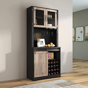 SAINTCY Wine Cabinet Bar Liquor, Kitchen Hutch Cabinet for Dining Room,Farmhouse Sliding Barn Door with Racks for Home, Living Room, Entryway - 1 of 4