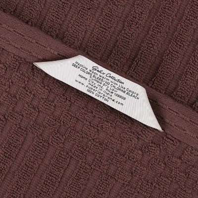 Java Brown Ribbed Cotton Heavyweight Bath Towel Set of 2