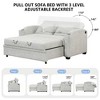 61.4" Pull Out Chenille Loveseat Sofa Bed with Adjustable Backrest, USB Ports, Cup Holders and Pillows - 3 of 4