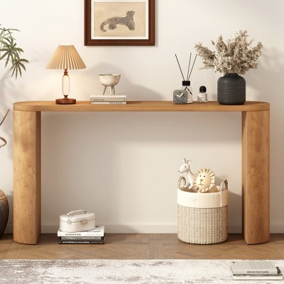 59.6"W Modern Wooden Console Table, Minimalist Entryway Table with Rounded Edges, Narrow Sofa Table for Hallway or Living Room - ModernLuxe